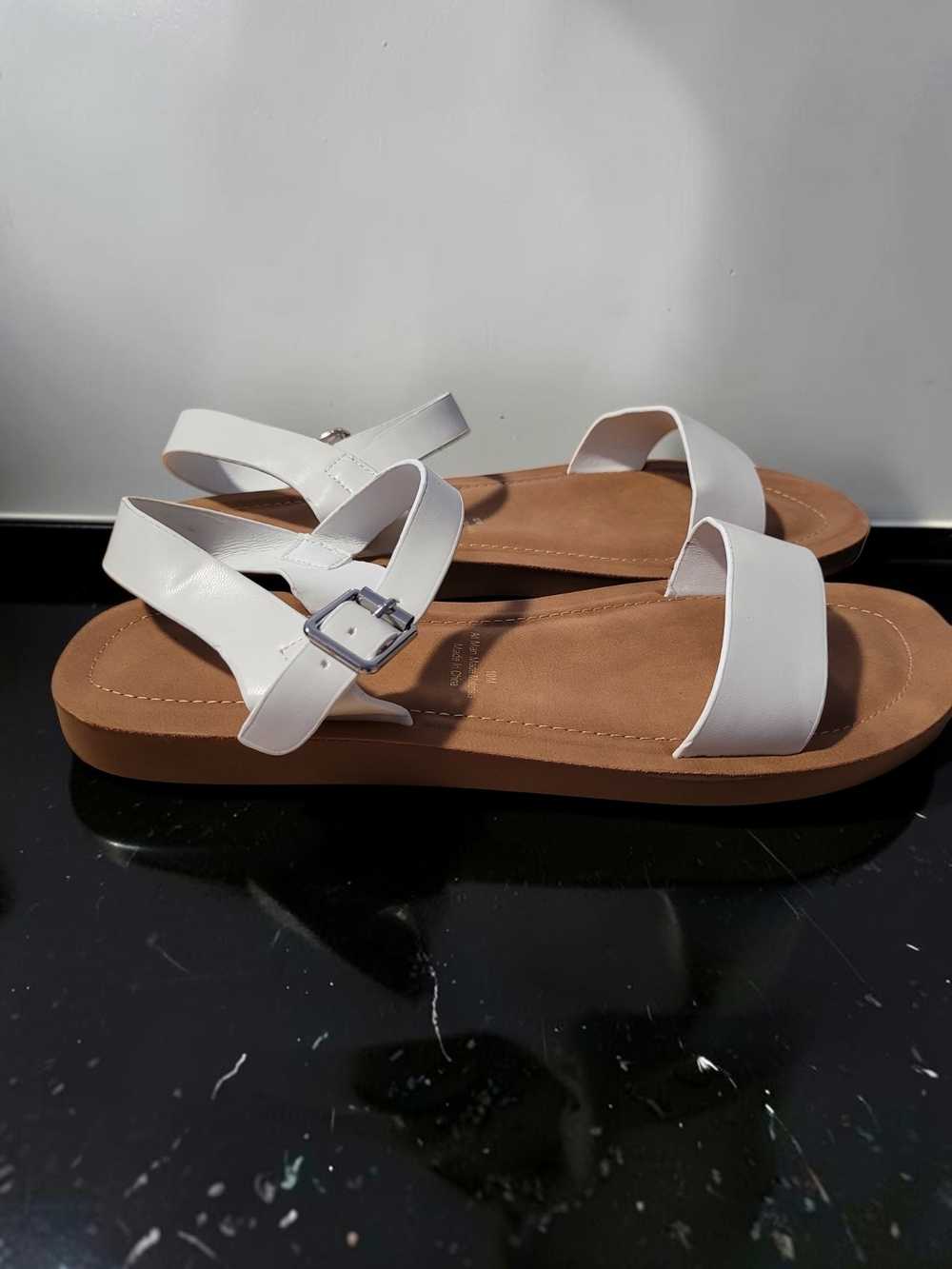 White Strappy Buckle Slingback Sandals for Women